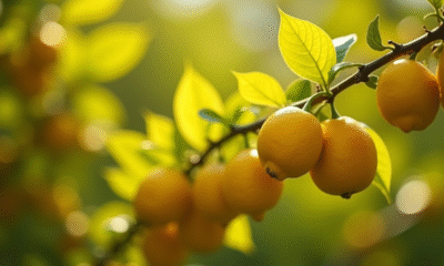 Raisin de branche de citron avec feuilles jaunies en gros plan