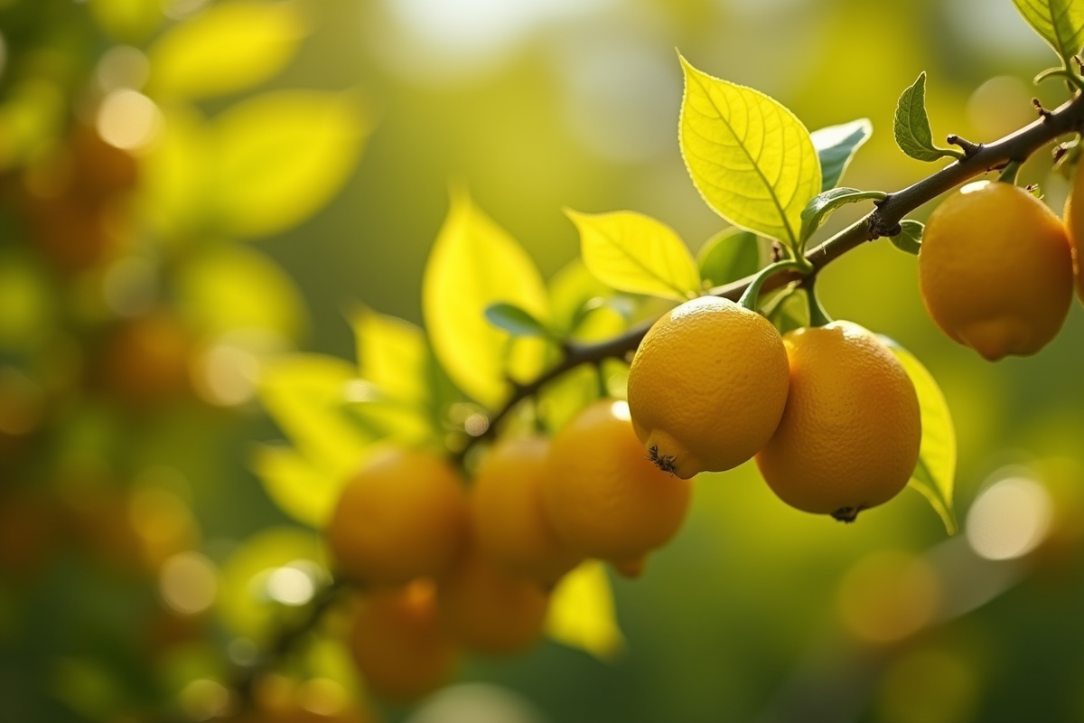 Raisin de branche de citron avec feuilles jaunies en gros plan