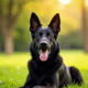 Chien berger allemand assis dans un parc ensoleille