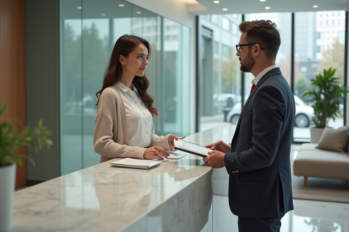 Jeune femme discutant avec un conseiller bancaire