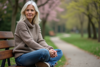 Femme assise dans un parc printanier en pleine nature