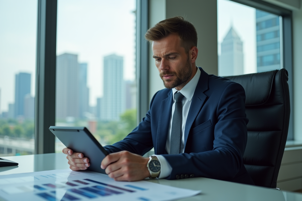 Gestionnaire d'actifs confiant dans un bureau moderne