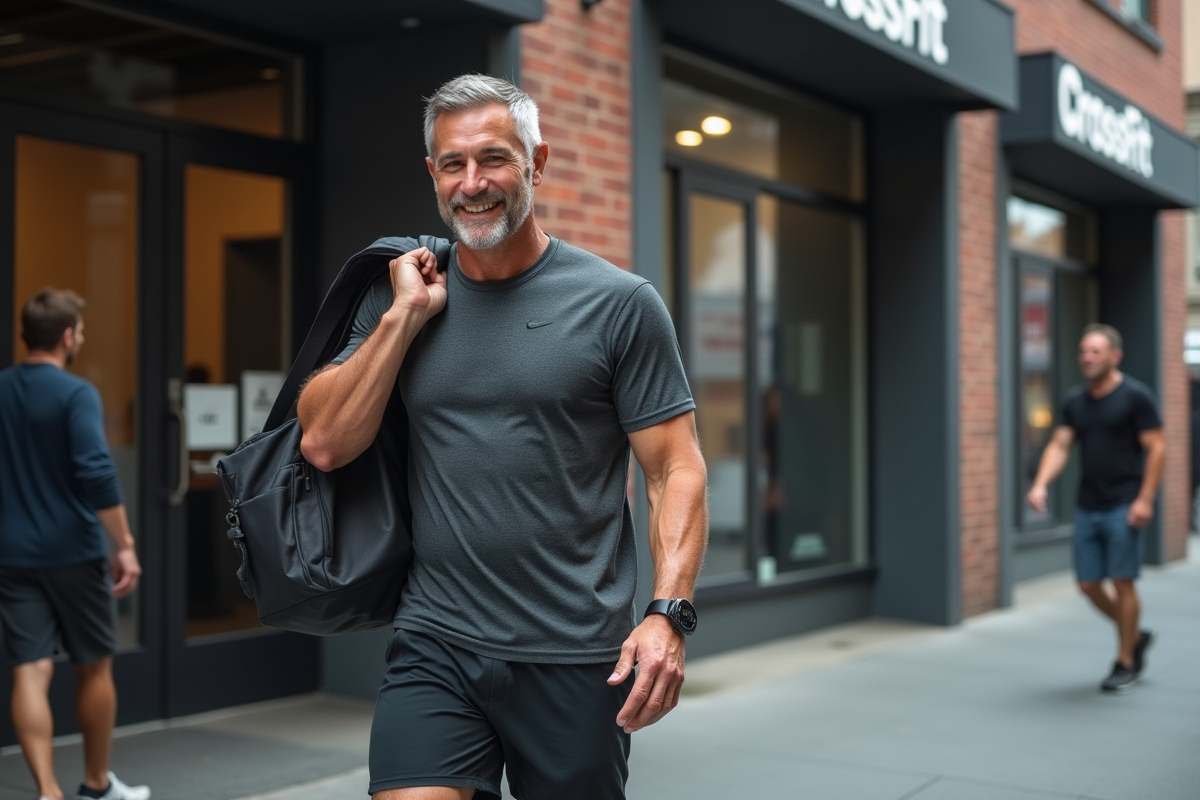 Homme souriant sortant d