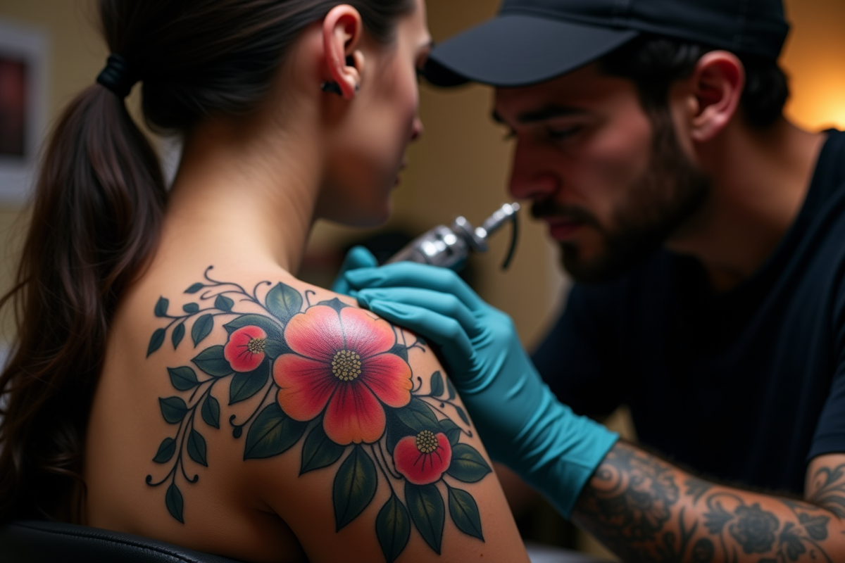 Tatoueur en train d